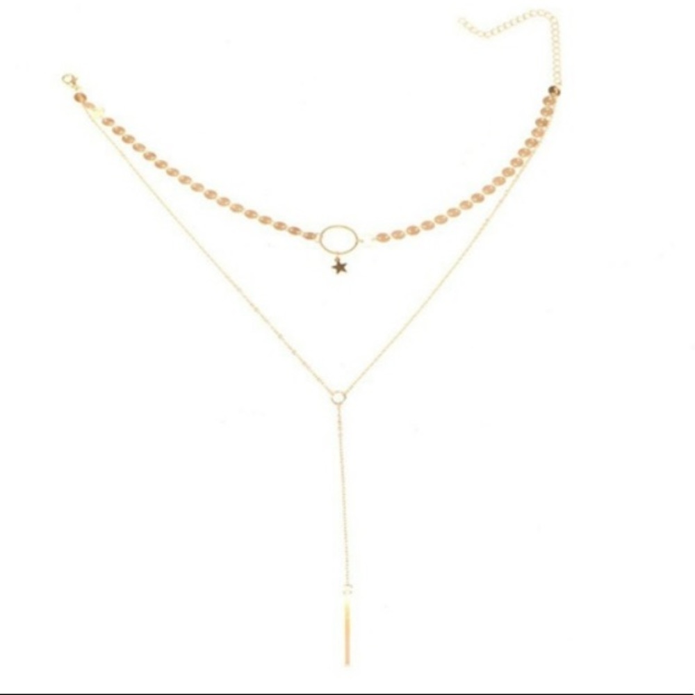 Sexy 2 Layer Choker and Drop Necklace - Picture 4 of 8